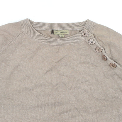 Valley Girl Womens Brown Round Neck Cotton Pullover Jumper Size M