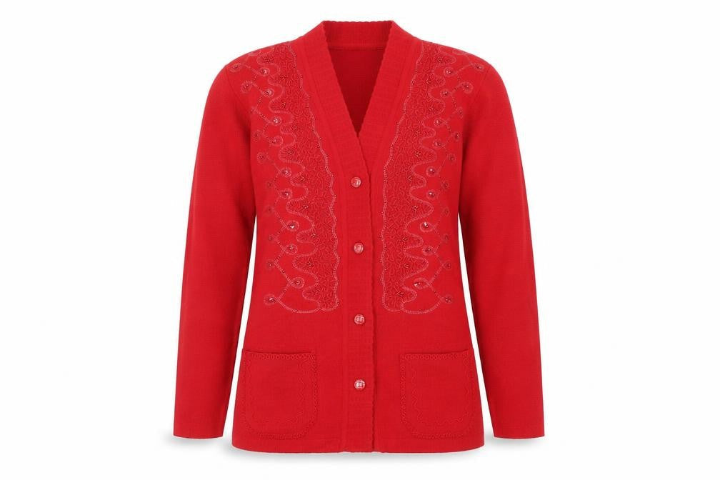 Womens UK Size S Paramour Red Cardigan Jumper