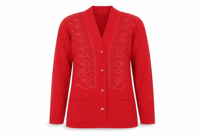 Womens UK Size S Paramour Red Cardigan Jumper