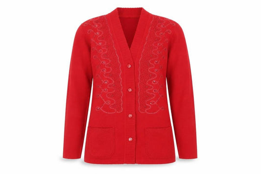 Womens UK Size S Paramour Red Cardigan Jumper