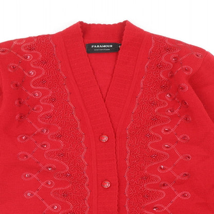 Womens UK Size S Paramour Red Cardigan Jumper