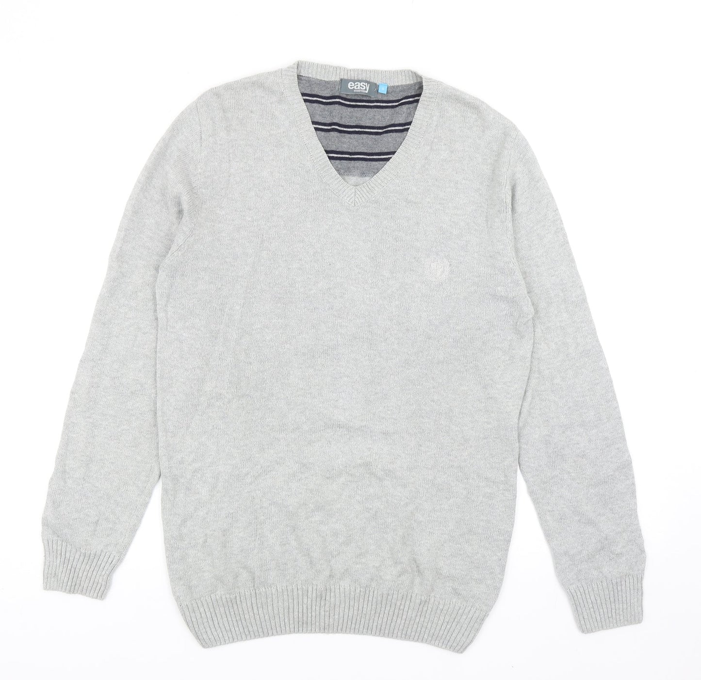 Matalan Mens Grey V-Neck Cotton Pullover Jumper Size S