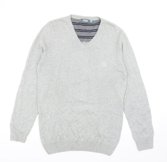 Matalan Mens Grey V-Neck Cotton Pullover Jumper Size S