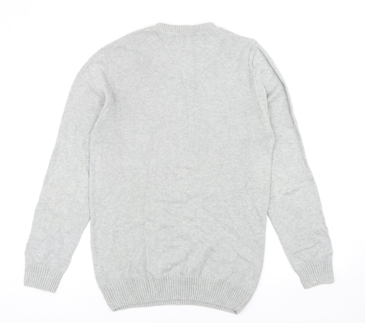 Matalan Mens Grey V-Neck Cotton Pullover Jumper Size S