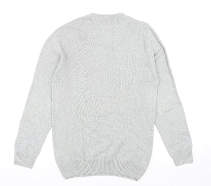 Matalan Mens Grey V-Neck Cotton Pullover Jumper Size S