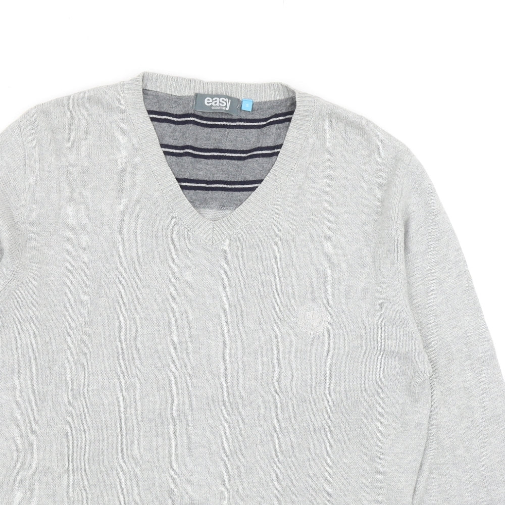 Matalan Mens Grey V-Neck Cotton Pullover Jumper Size S