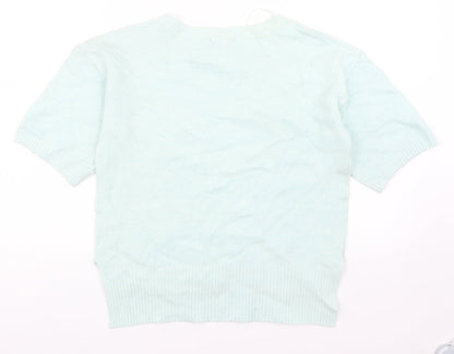 New Look Womens Green Round Neck Acrylic Pullover Jumper Size 8