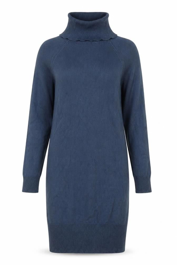 Peacocks Womens Blue Acrylic Jumper Dress Size 8 Roll Neck Pullover