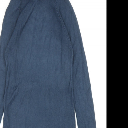 Peacocks Womens Blue Acrylic Jumper Dress Size 8 Roll Neck Pullover