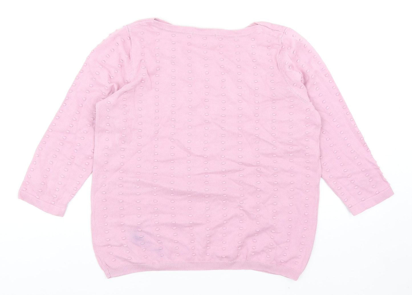 TU Womens Pink Boat Neck Geometric Cotton Pullover Jumper Size 12