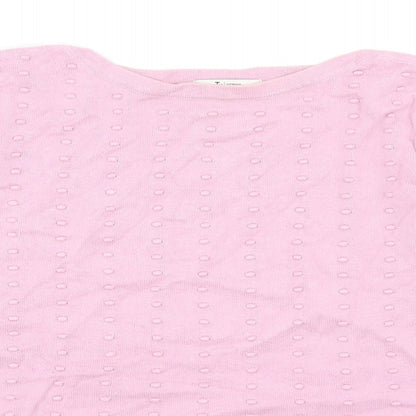 TU Womens Pink Boat Neck Geometric Cotton Pullover Jumper Size 12