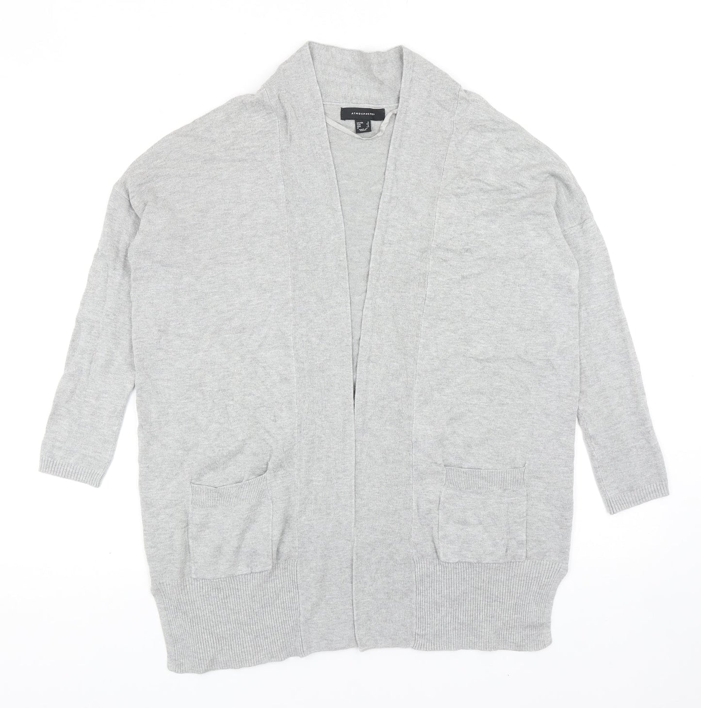 Primark Womens Grey V-Neck Cotton Cardigan Jumper Size 8