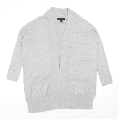 Primark Womens Grey V-Neck Cotton Cardigan Jumper Size 8