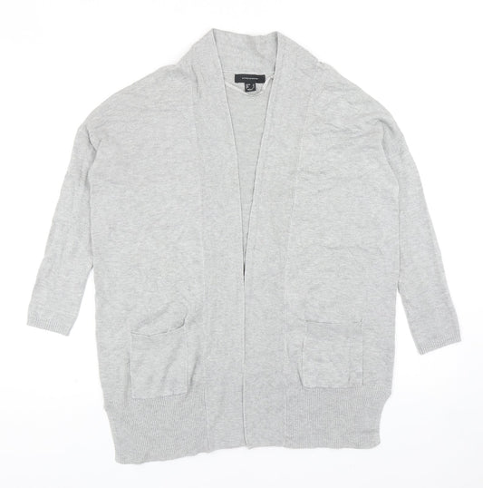 Primark Womens Grey V-Neck Cotton Cardigan Jumper Size 8
