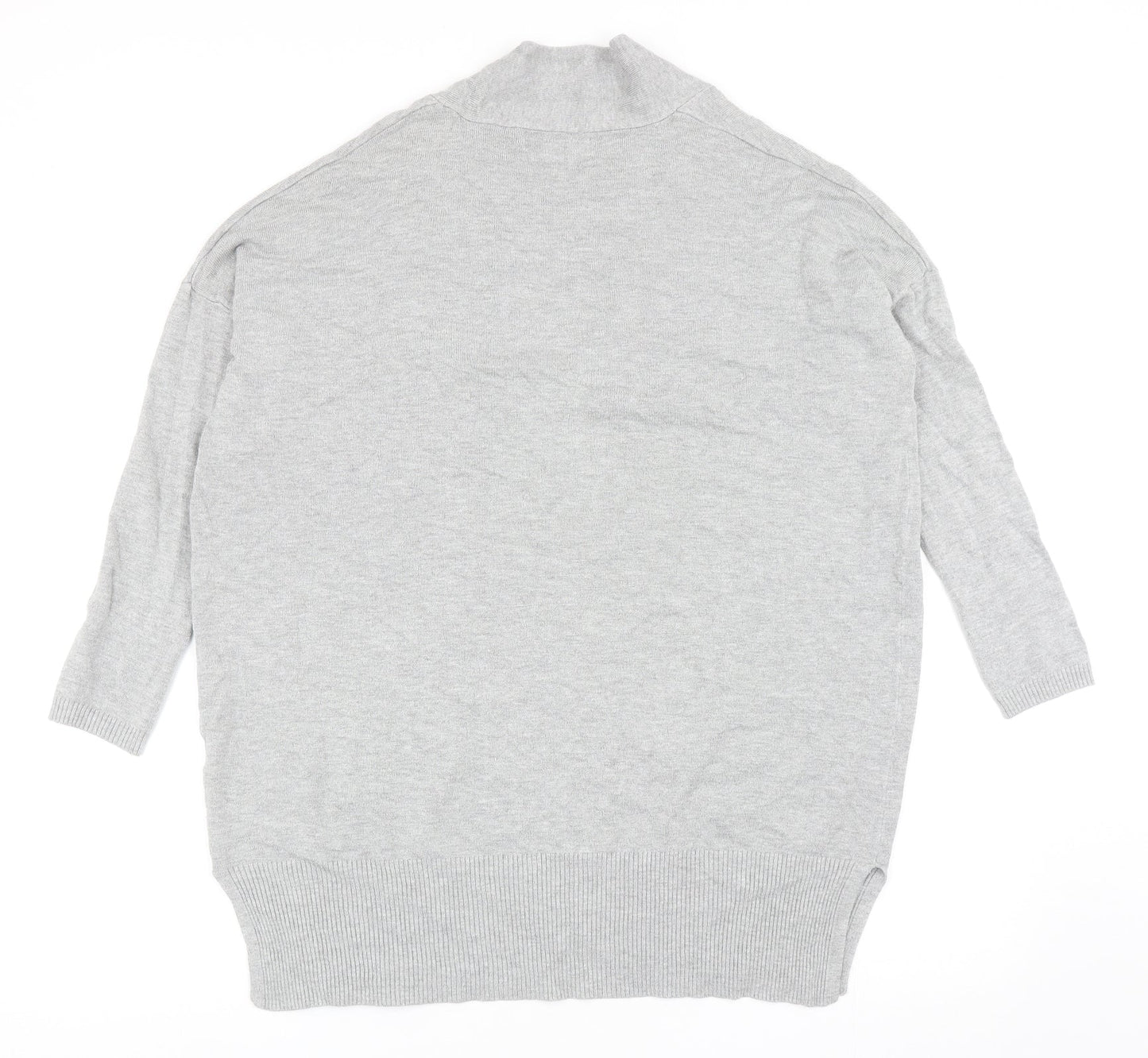 Primark Womens Grey V-Neck Cotton Cardigan Jumper Size 8