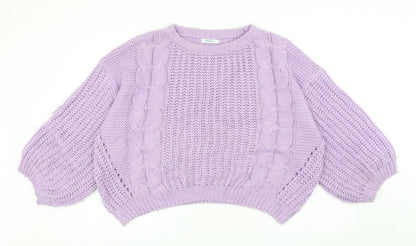 ValleyGirl Womens Purple Round Neck Acrylic Pullover Jumper Size XL