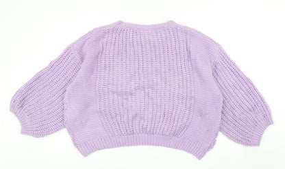 ValleyGirl Womens Purple Round Neck Acrylic Pullover Jumper Size XL