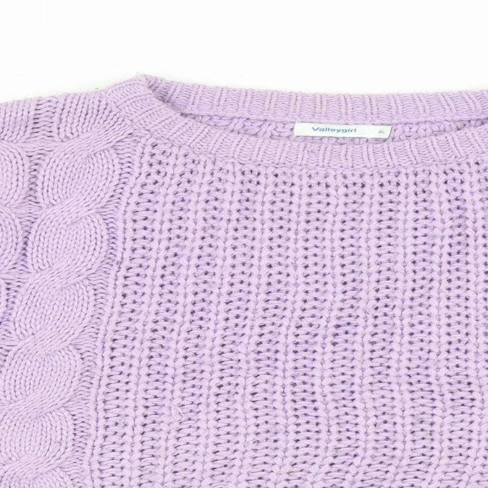 ValleyGirl Womens Purple Round Neck Acrylic Pullover Jumper Size XL