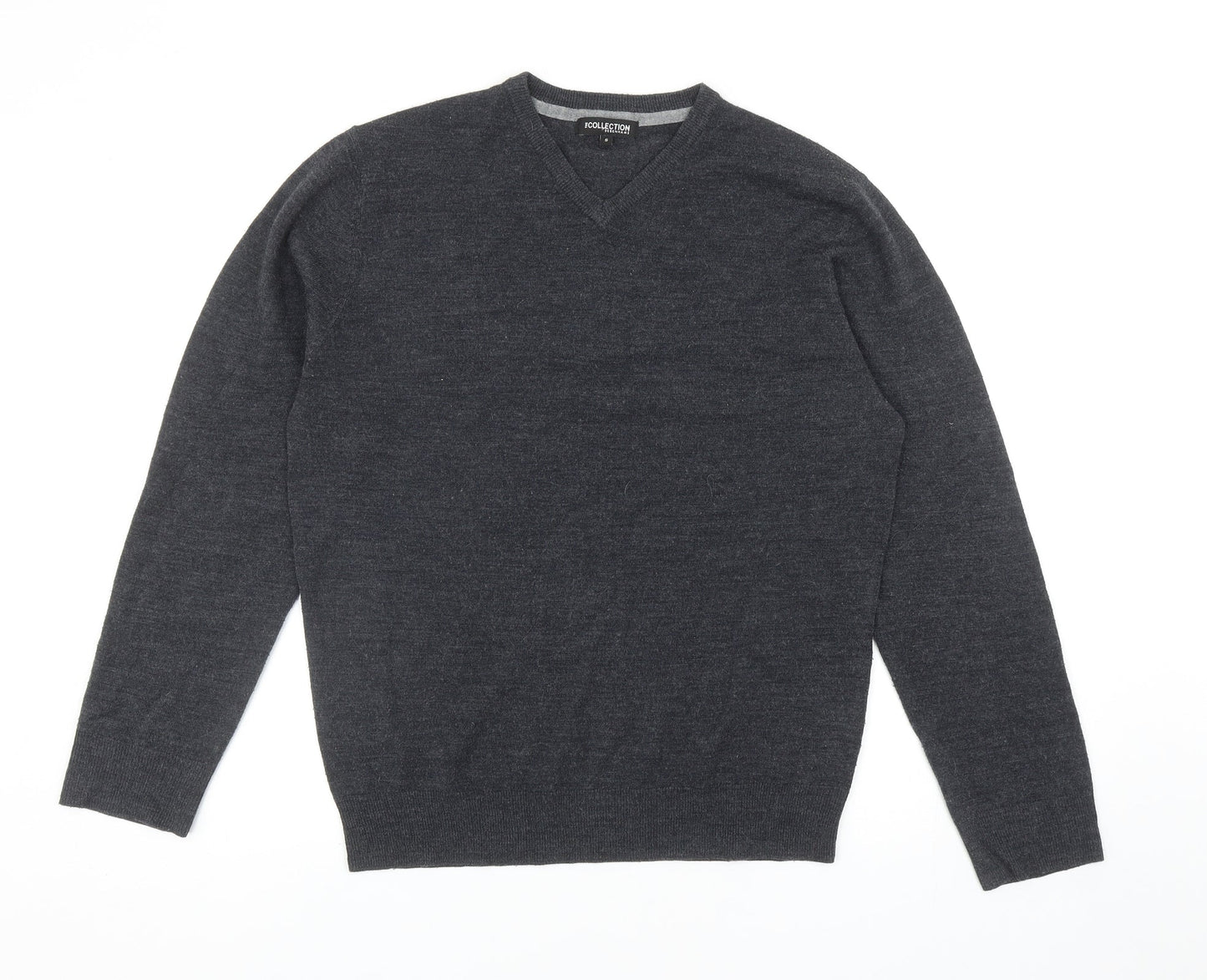 Debenhams Mens Grey V-Neck Acrylic Pullover Jumper Size S