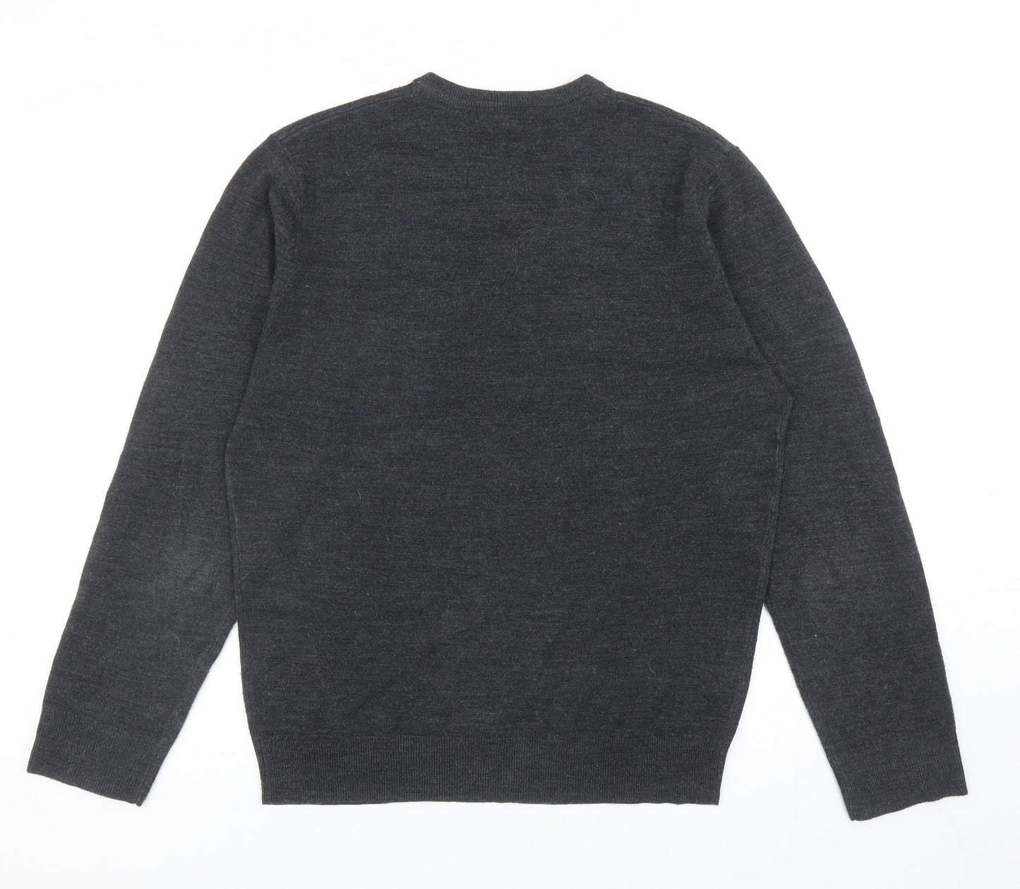 Debenhams Mens Grey V-Neck Acrylic Pullover Jumper Size S