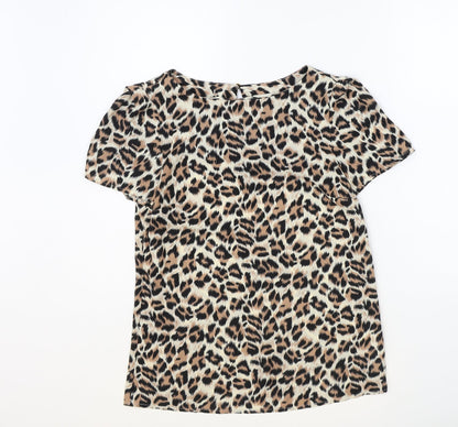 Womens UK Size 6 Oasis Brown Basic T-Shirt