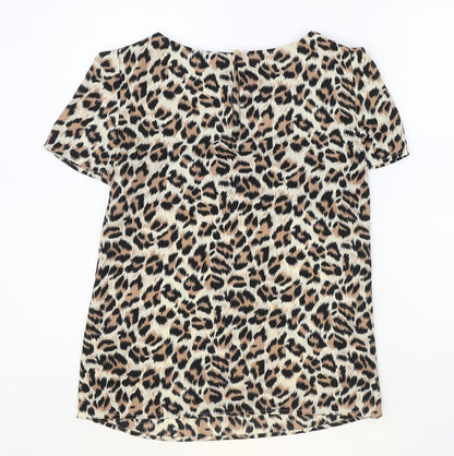 Womens UK Size 6 Oasis Brown Basic T-Shirt