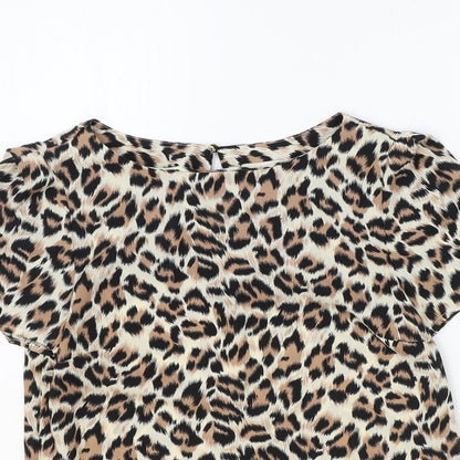 Womens UK Size 6 Oasis Brown Basic T-Shirt