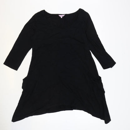 Marks and Spencer Womens Black Viscose A-Line Size 14 Boat Neck Pullover