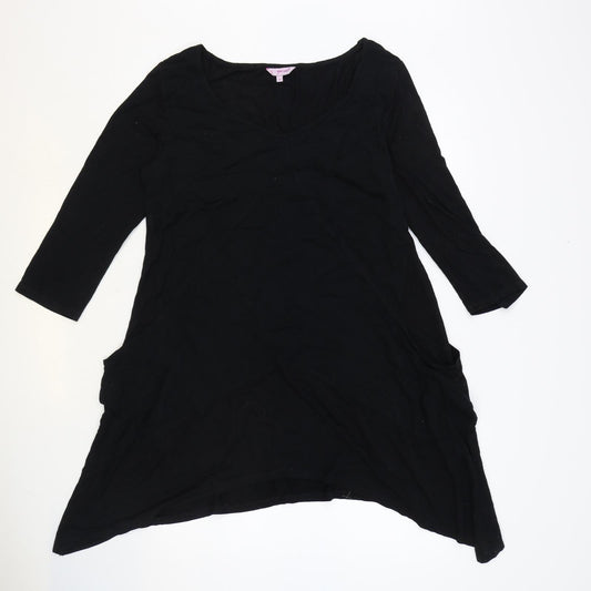 Marks and Spencer Womens Black Viscose A-Line Size 14 Boat Neck Pullover