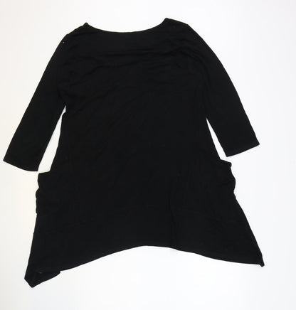 Marks and Spencer Womens Black Viscose A-Line Size 14 Boat Neck Pullover