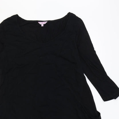 Marks and Spencer Womens Black Viscose A-Line Size 14 Boat Neck Pullover