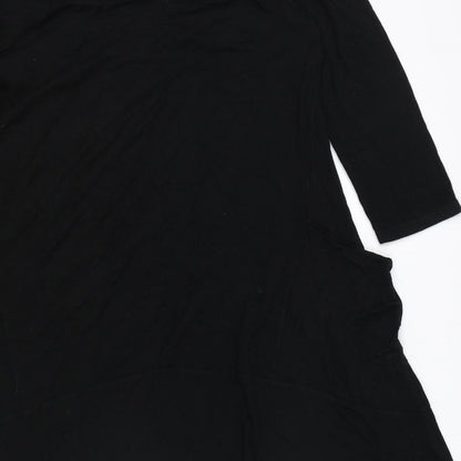 Marks and Spencer Womens Black Viscose A-Line Size 14 Boat Neck Pullover