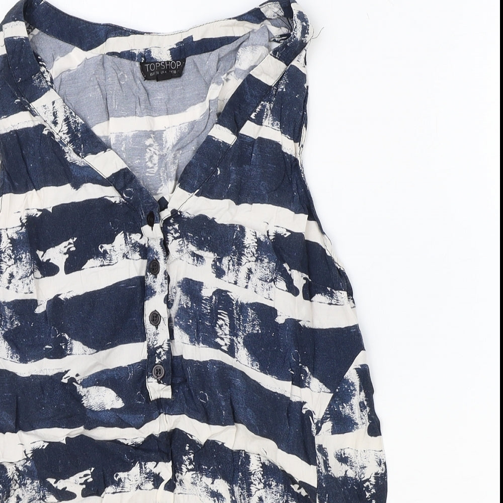 Womens UK Size 10 Topshop Blue Basic Blouse