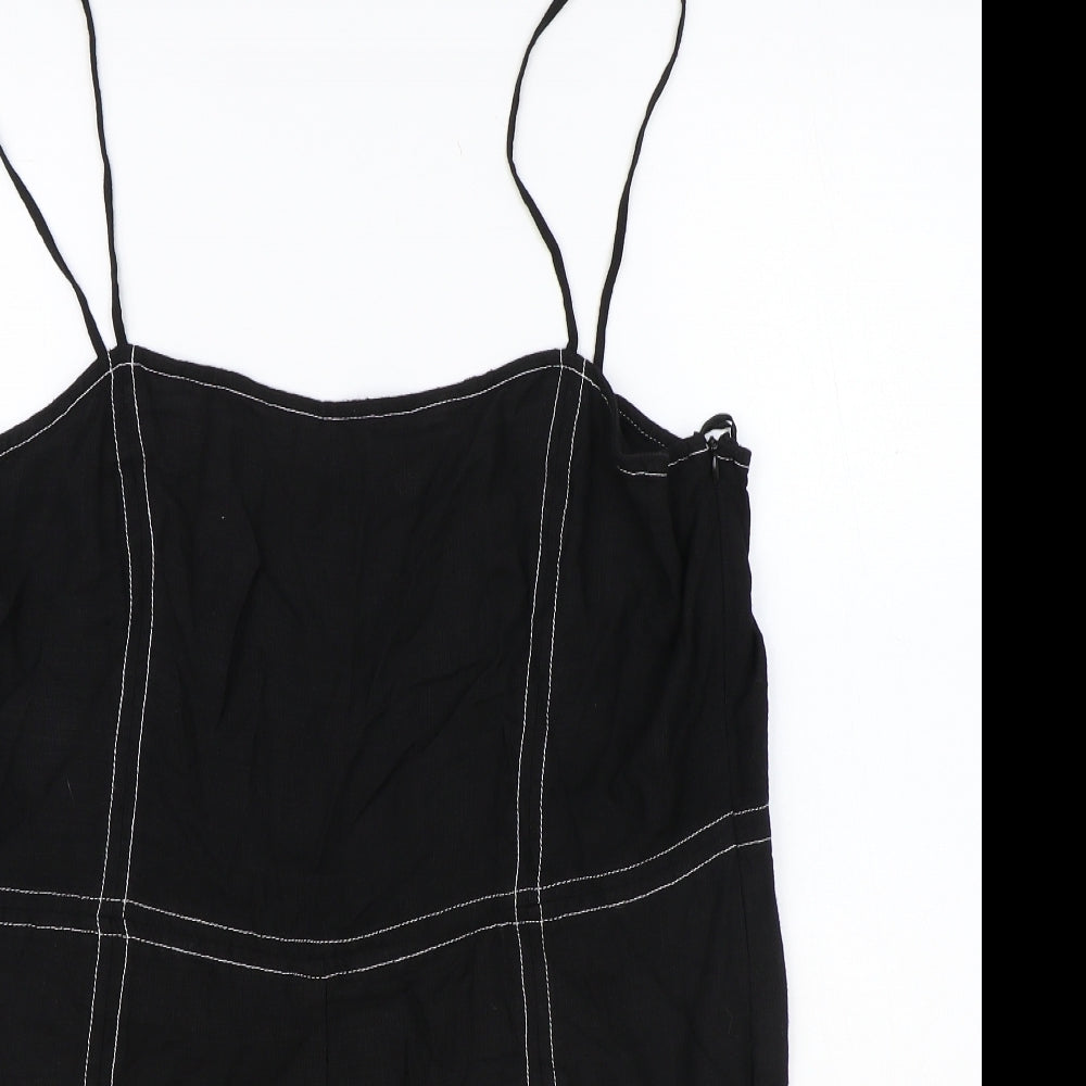 Zara Womens Black Viscose Playsuit One-Piece Size 2XS Zip - Lace Detail