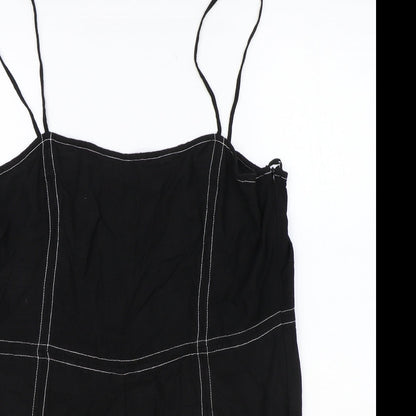 Zara Womens Black Viscose Playsuit One-Piece Size 2XS Zip - Lace Detail