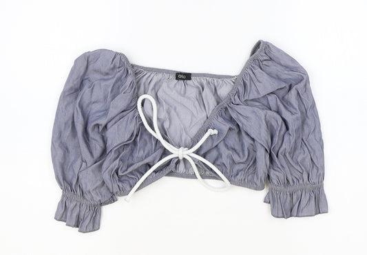 Boohoo Womens Blue Viscose Basic Blouse Size 12 V-Neck