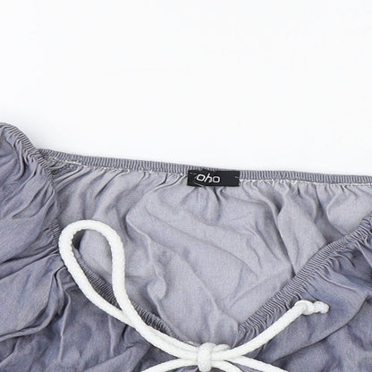 Boohoo Womens Blue Viscose Basic Blouse Size 12 V-Neck