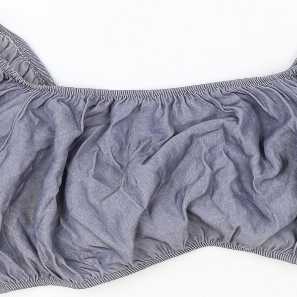 Boohoo Womens Blue Viscose Basic Blouse Size 12 V-Neck