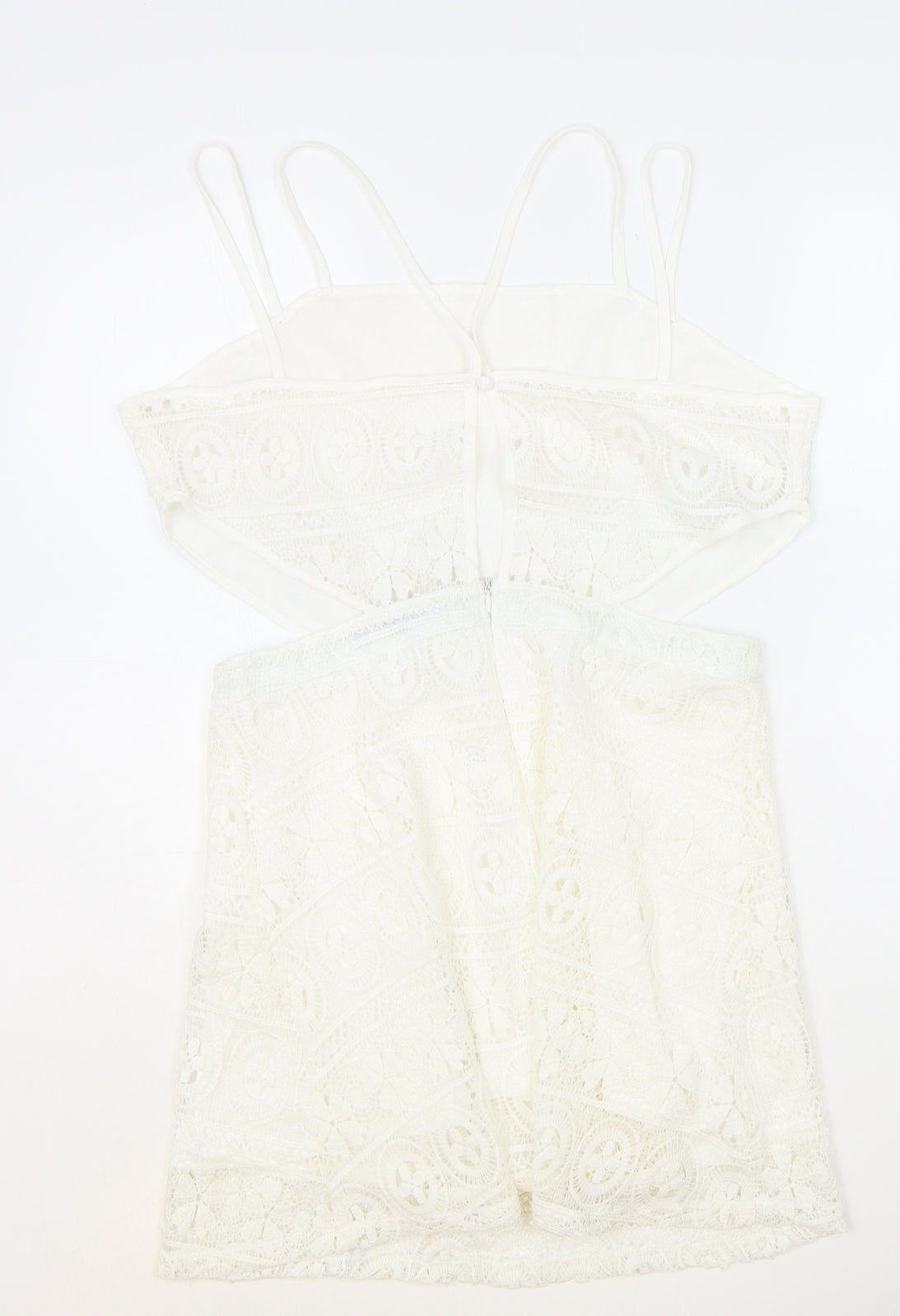 hearts and bows Womens Ivory Polyester Bodycon Size 14 Square Neck Zip