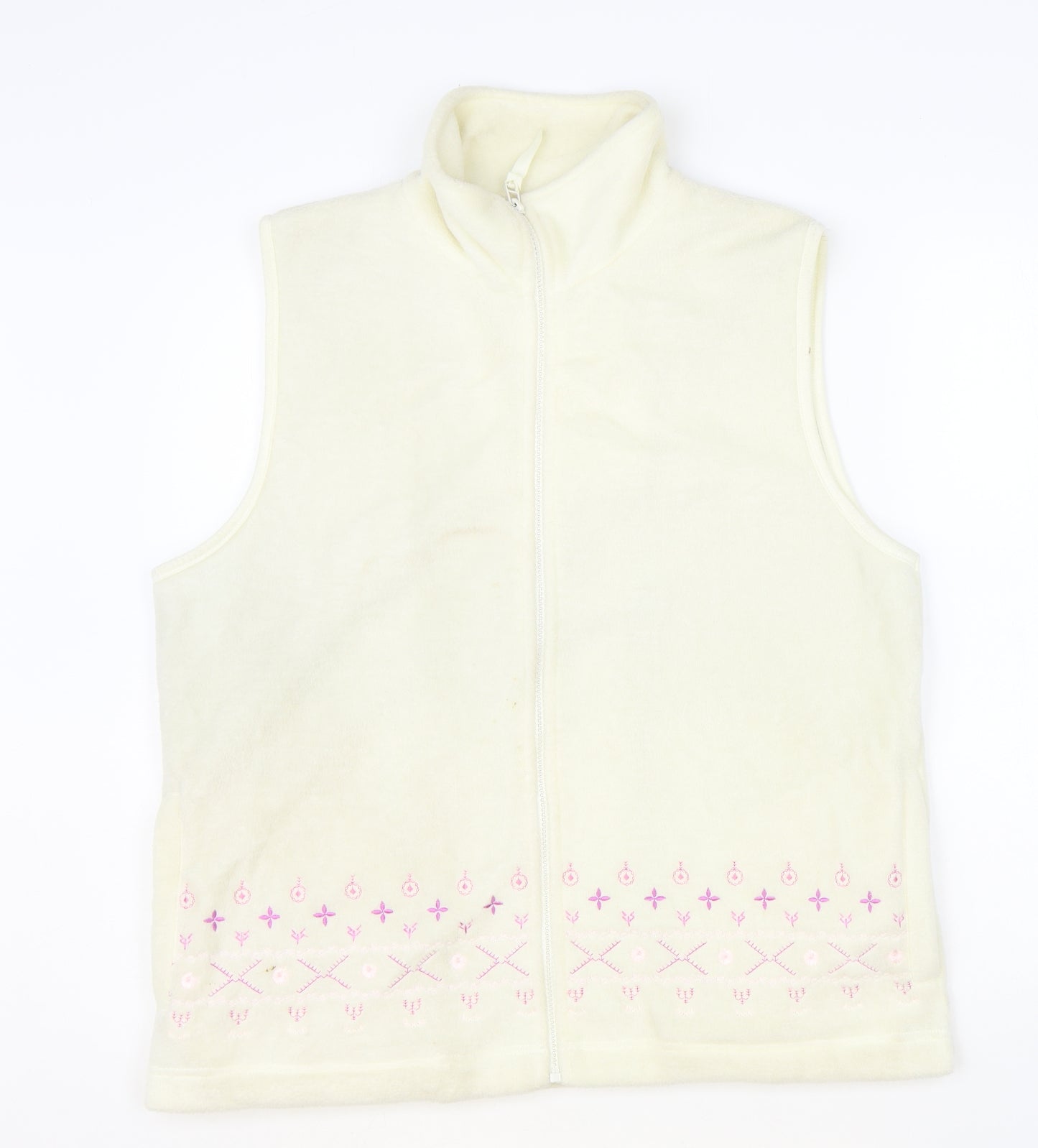 Neutral Territory Womens Beige Geometric Gilet Waistcoat Size S Zip