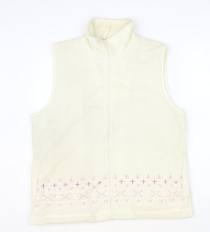 Neutral Territory Womens Beige Geometric Gilet Waistcoat Size S Zip