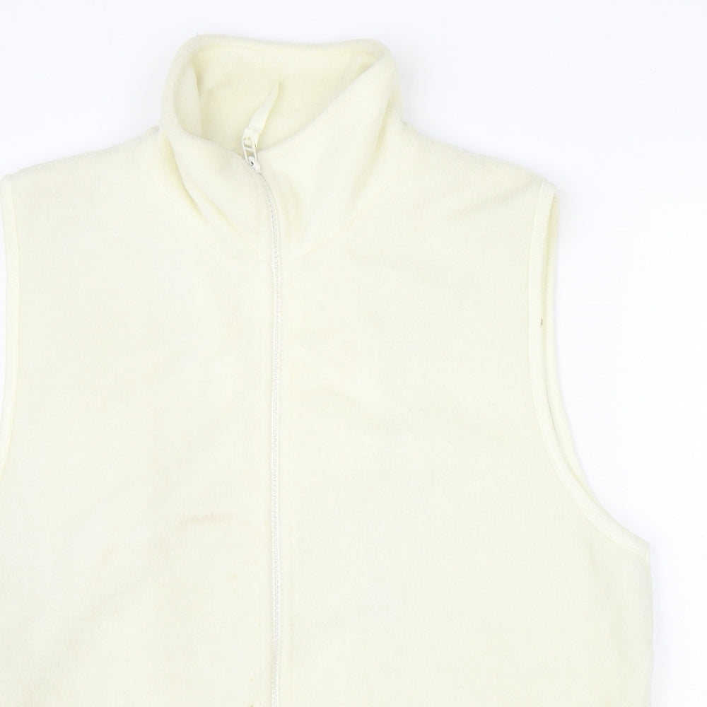 Neutral Territory Womens Beige Geometric Gilet Waistcoat Size S Zip