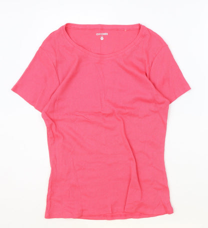 Chicoree Womens Pink Cotton Basic T-Shirt Size 2XL Scoop Neck - Ribbed