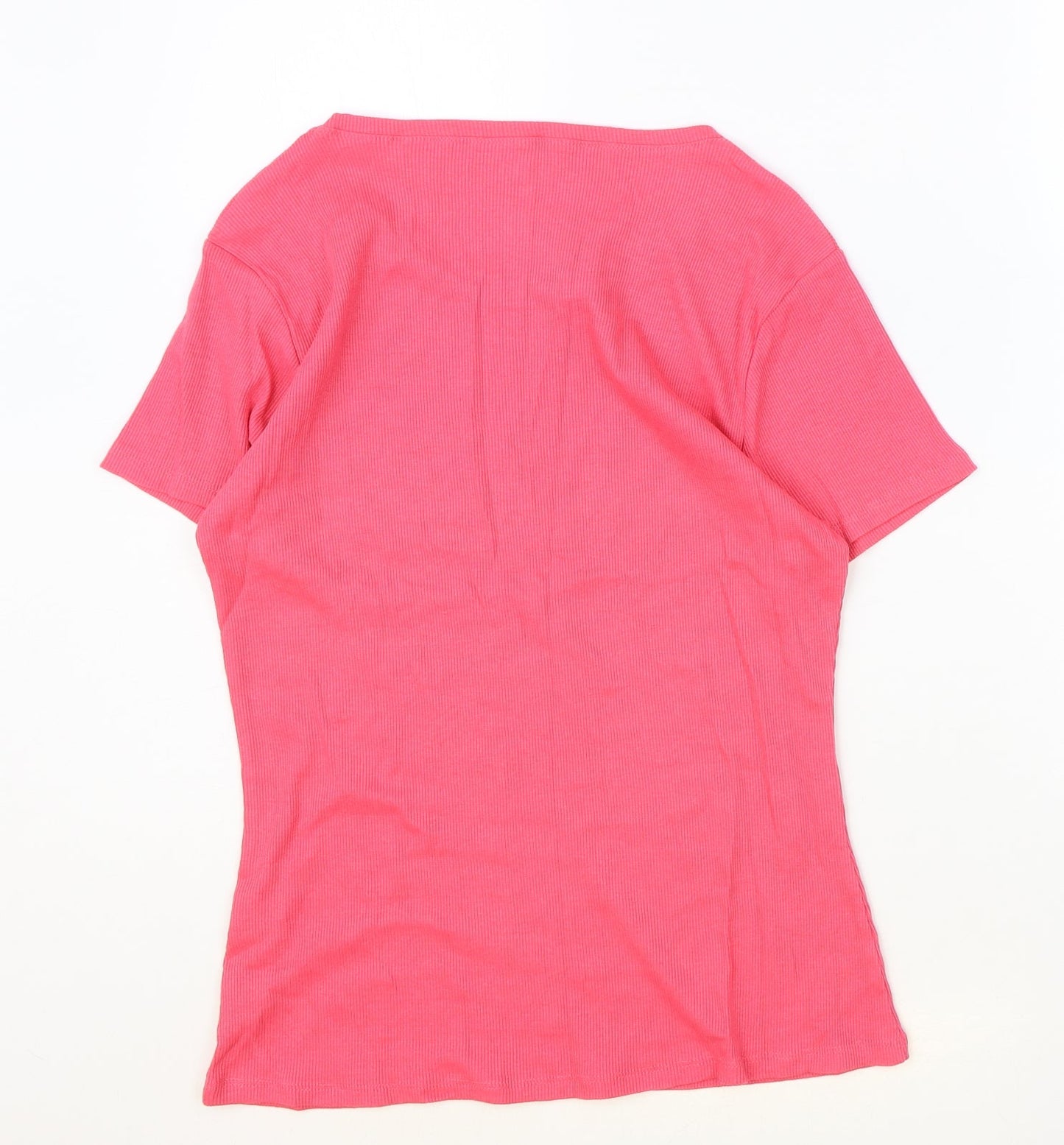 Chicoree Womens Pink Cotton Basic T-Shirt Size 2XL Scoop Neck - Ribbed