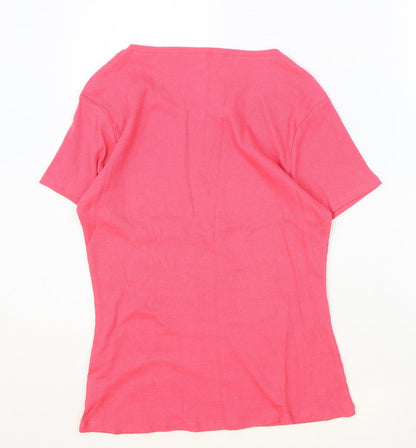 Chicoree Womens Pink Cotton Basic T-Shirt Size 2XL Scoop Neck - Ribbed