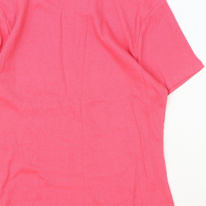Chicoree Womens Pink Cotton Basic T-Shirt Size 2XL Scoop Neck - Ribbed