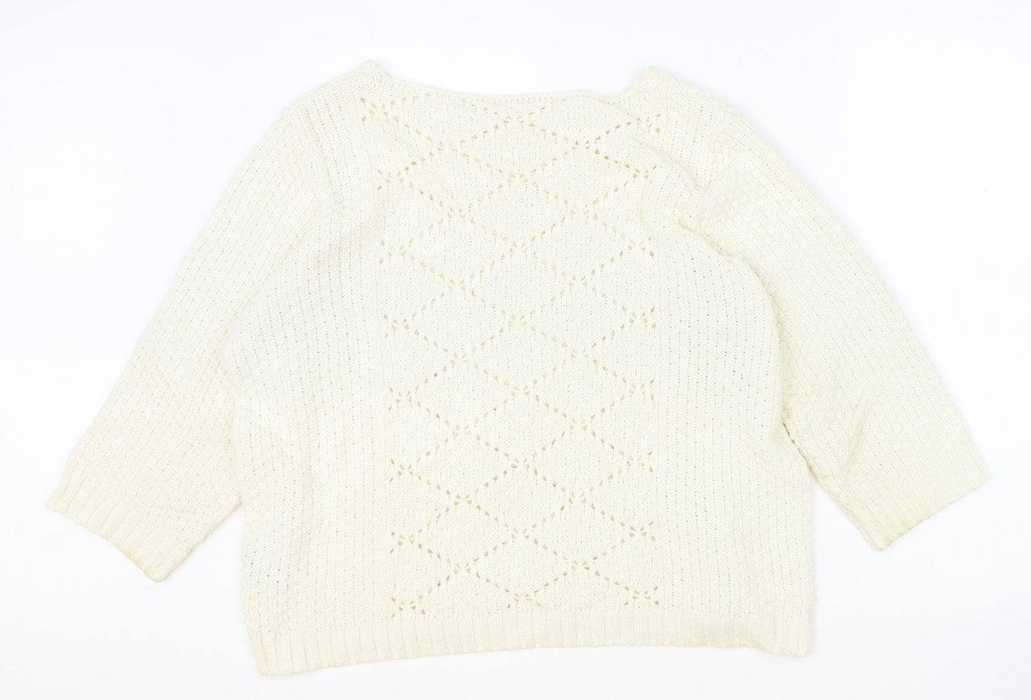 Womens UK Size 16 M&Co Ivory Pullover Jumper