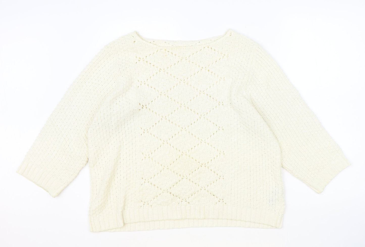 Womens UK Size 16 M&Co Ivory Pullover Jumper