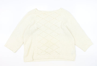 Womens UK Size 16 M&Co Ivory Pullover Jumper