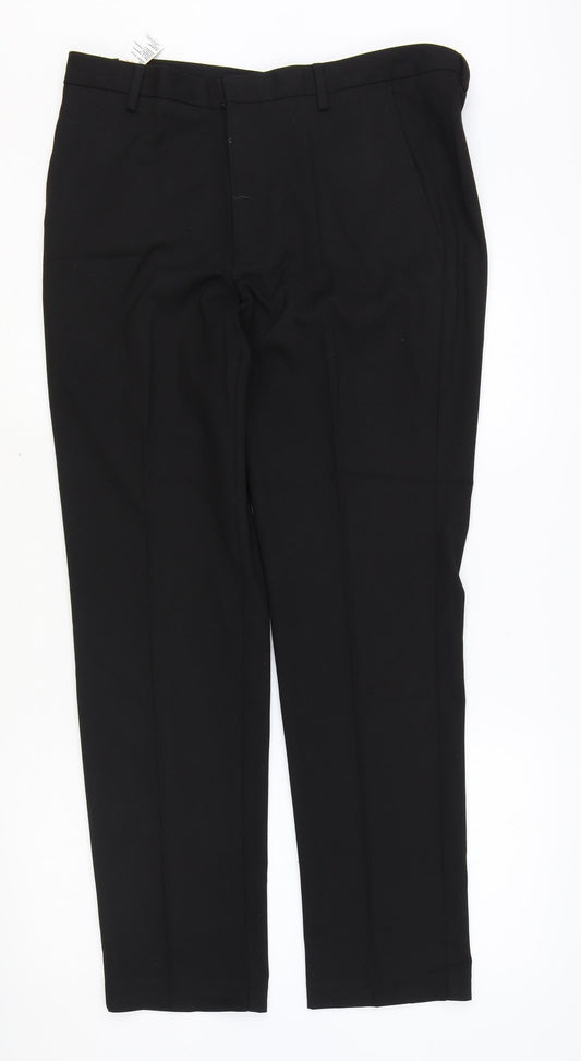 Burton Mens Black Polyester Dress Pants Trousers Size 32 in Regular Zip
